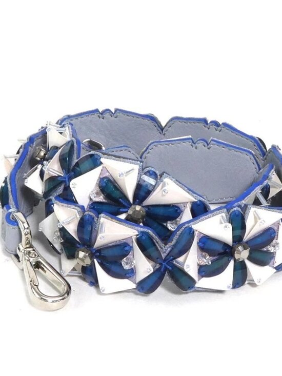 Fendi Handbags - Auth FENDI Strap You Shoulder Strap Blue/White/Silver Leather/Plastic
